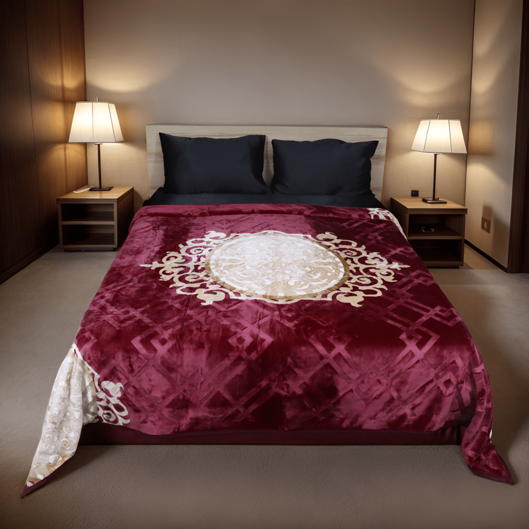 Moonlight Cloudy Bed Blanket-Maroon