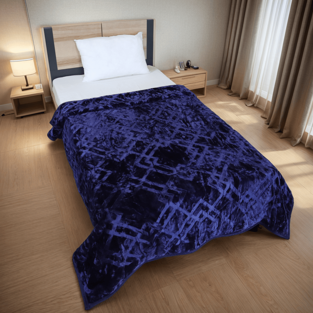 Super Sonic Cloudy Single Bed Blanket Navy