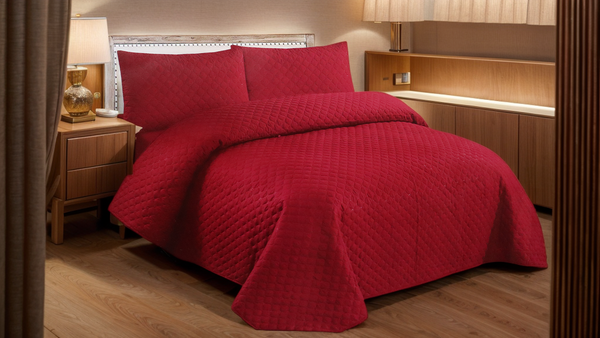 Luxe Bed Spread Cherry Quilted Jacquard Embossed