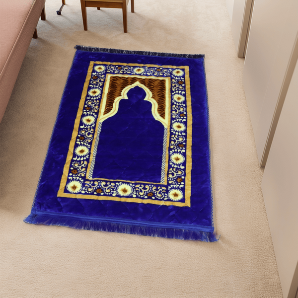 Mughal Janamaz Printed Prayer Mat- Azure