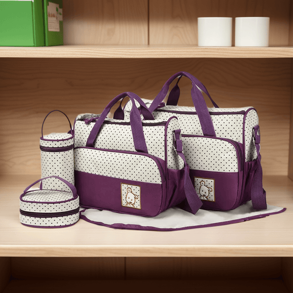 5-Piece Baby Diaper Bag Set- Purple