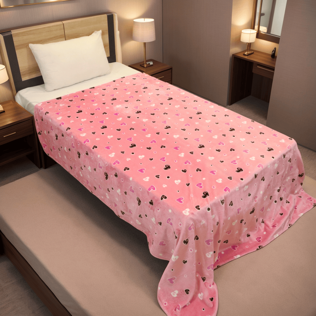 Supremo Single Flannel Blanket-Powder Pink