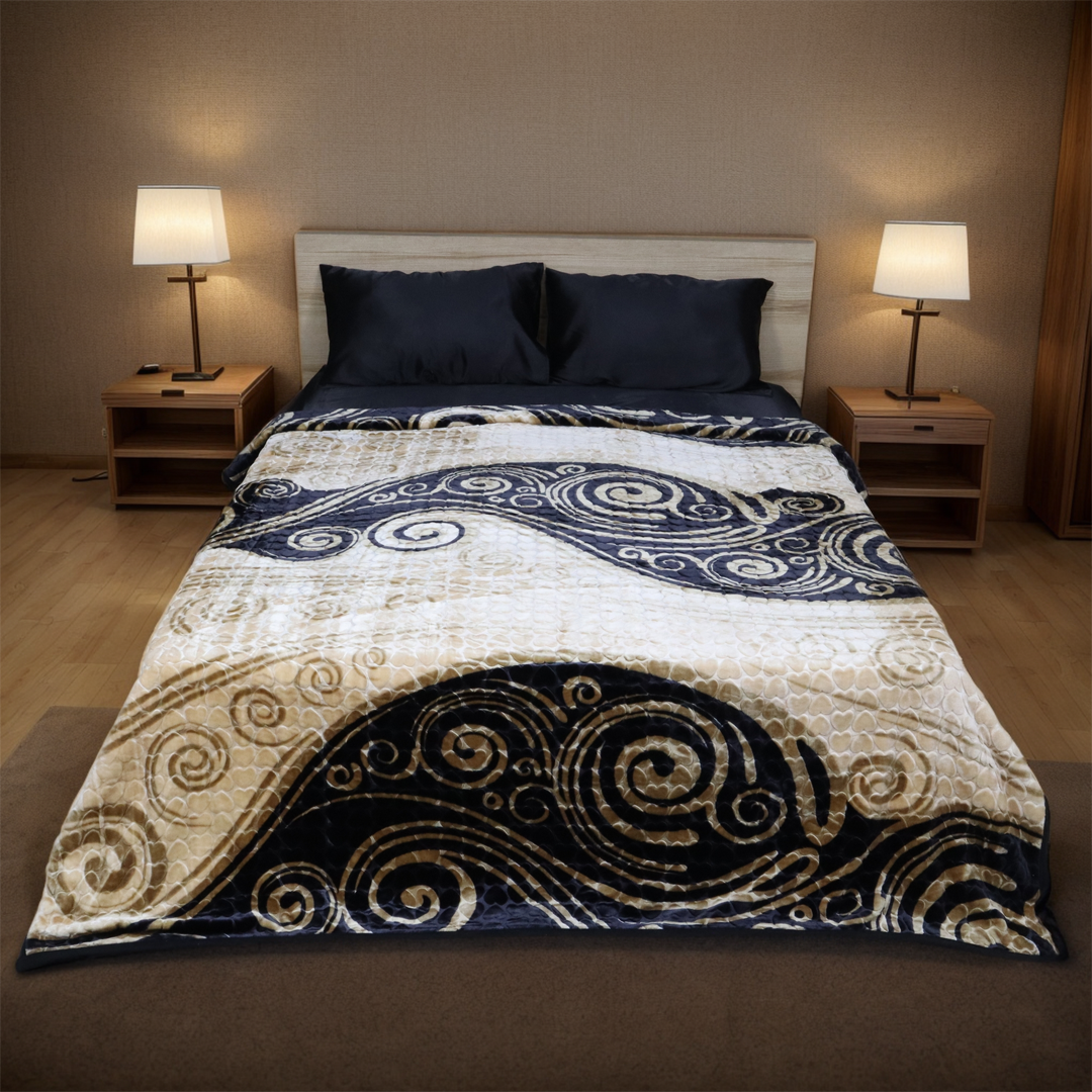 Double Bed Blanket Artistic- Ivory