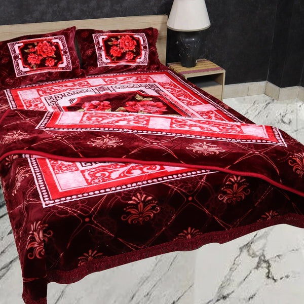 Twilight Vision Bed Set 4 Piece-Deep Rose