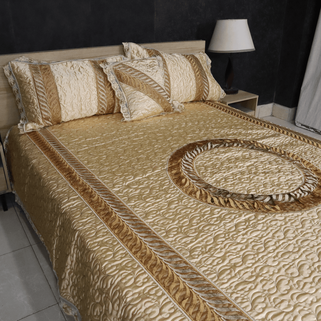 Opal 4 Pieces Silk Bed Set- Beige