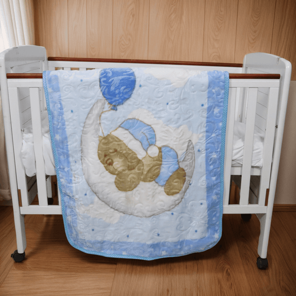 Kitten Cot Cloudy Baby Blanket Blue Moon