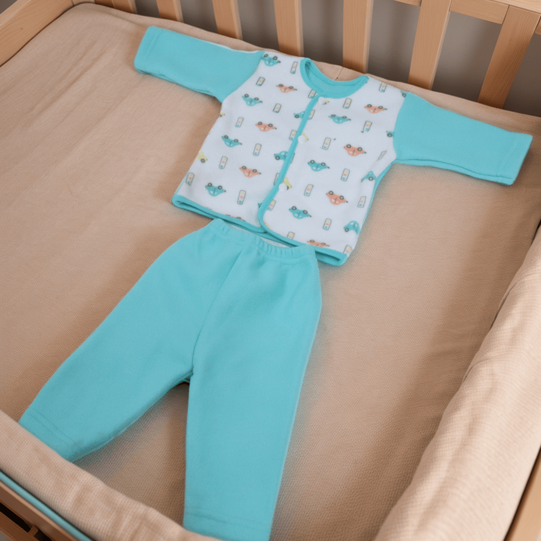 2 Pieces Printed Baby Suit Blue