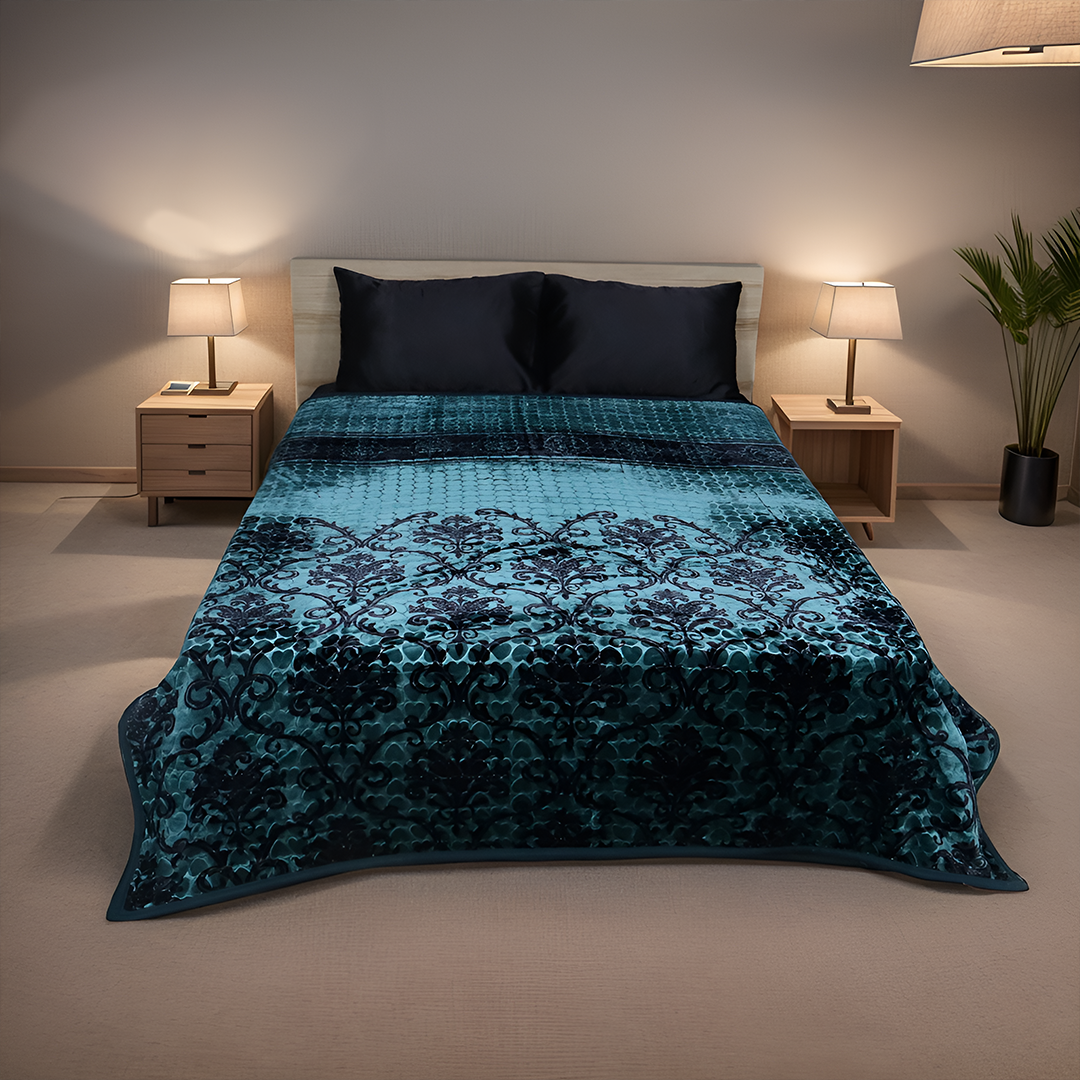 Double Bed Blanket Artistic- Emerald