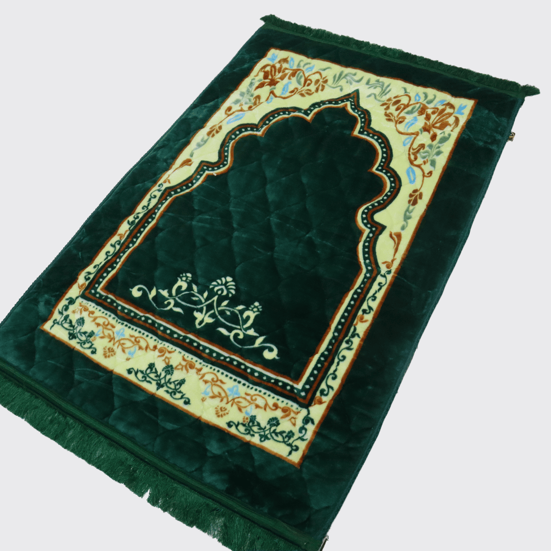 Mughal Janamaz Printed Prayer Mat-Pine Green