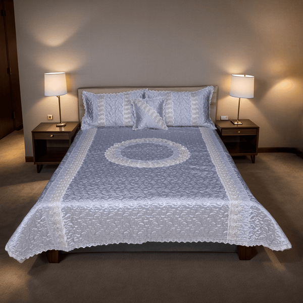 Opal 4 Pieces Silk Bed Set- Platnium