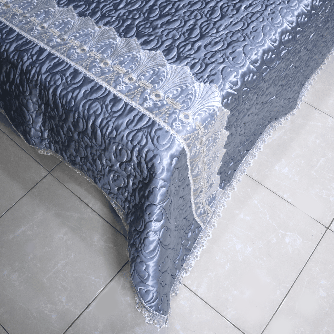 Opal 4 Pieces Silk Bed Set- Silver