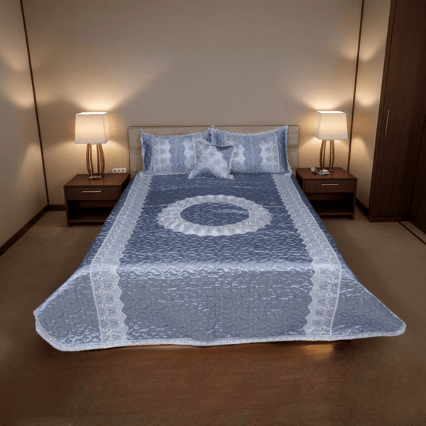 Opal 4 Pieces Silk Bed Set- Silver