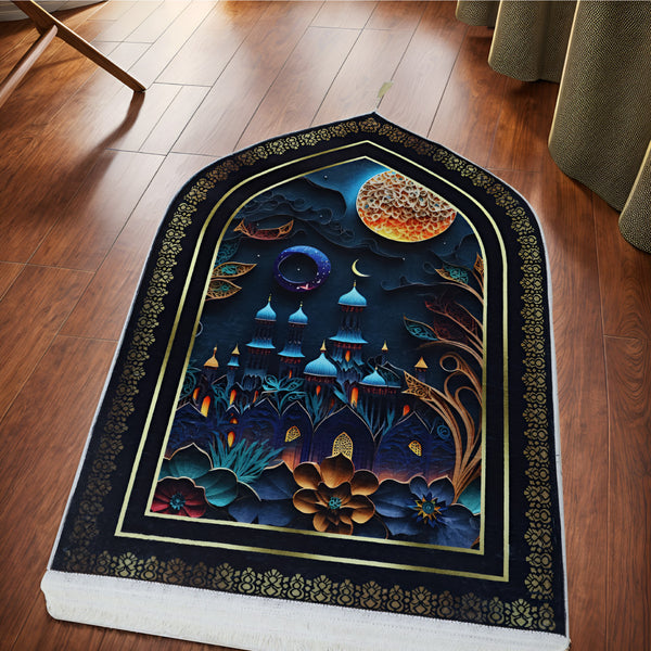 3D Janamaz Prayer Mat-Deep Purple